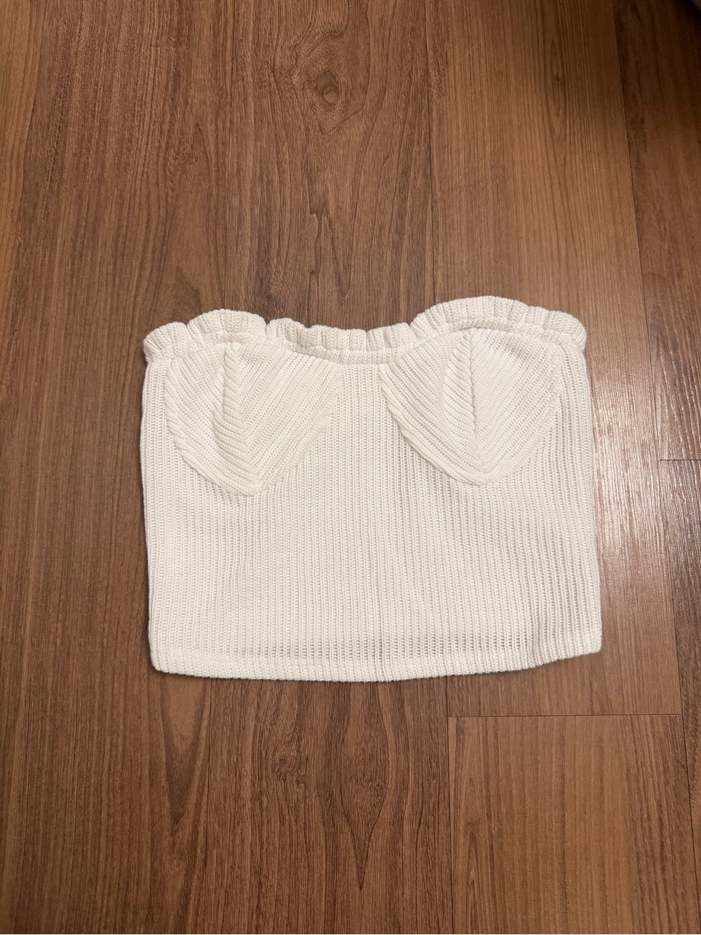 Strapless Knit Crop Top with Ruffle Trim
